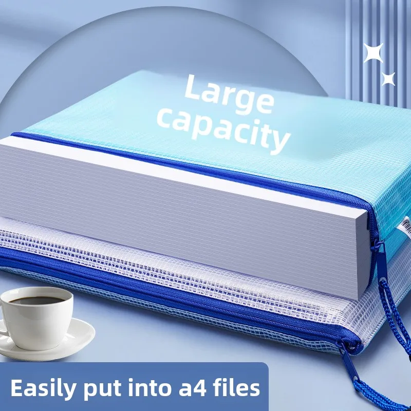 Przezroczysta torba na dokumenty z siatki z zamkiem błyskawicznym, format A4, wodoodporna, o dużej pojemności, idealna na egzaminy dla studentów.