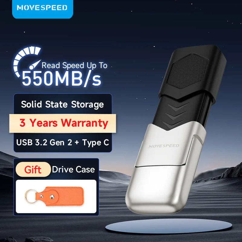 MOVESPEED 1TB USB 3,2 Gen 2 550 MB/s высокоскоростной USB-флеш-накопитель типа C 2 в 1, 512 ГБ 256 ГБ 128 ГБ для телефонов, ноутбуков, ПК