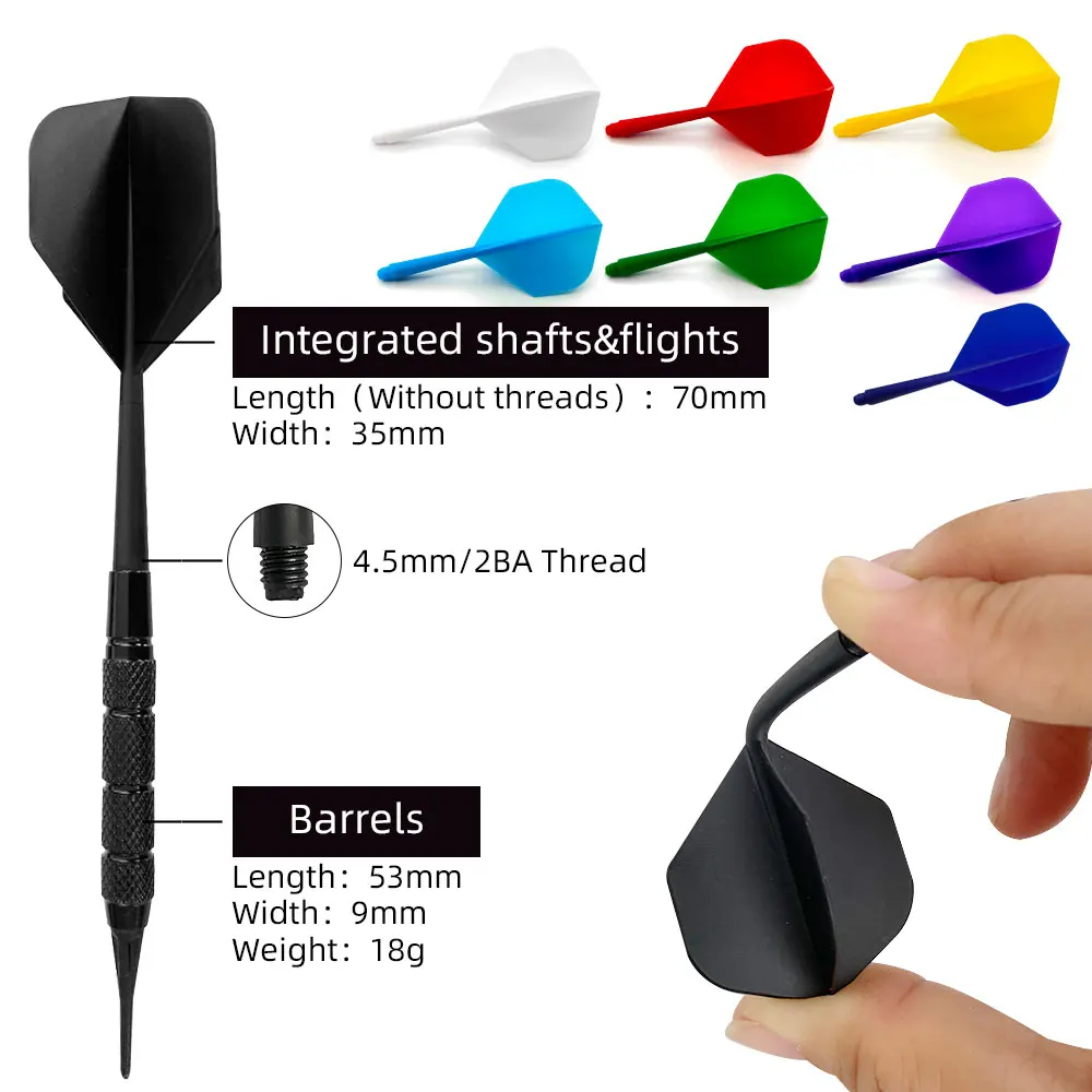 WEDARTER Soft Dart Set (18g) + Portable Case + Replacement Tips + One-Piece Tails, Professional Electronic Plastic Dart Set