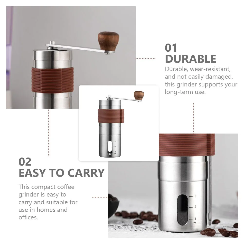 

1Pcs Stainless Steel Manual Coffee Grinder Portable Hand Crank Mill Wear-Resistant Bean Grinding Tool for Home Office