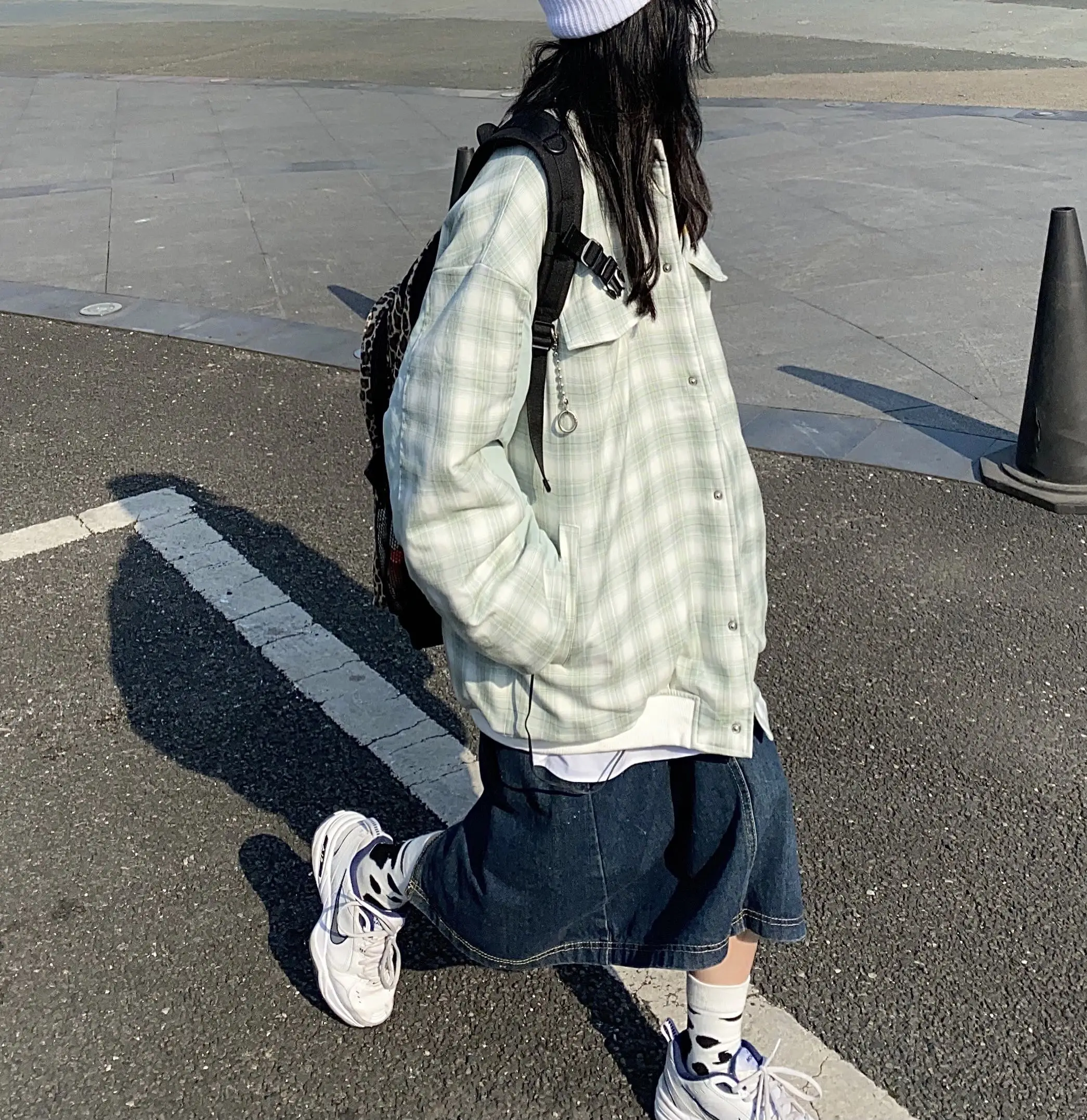 

Takeoff Thiened Curry Person Winter Jaet een Plaid Retro Baseball Coat Loose Bread Sle for Men And Women