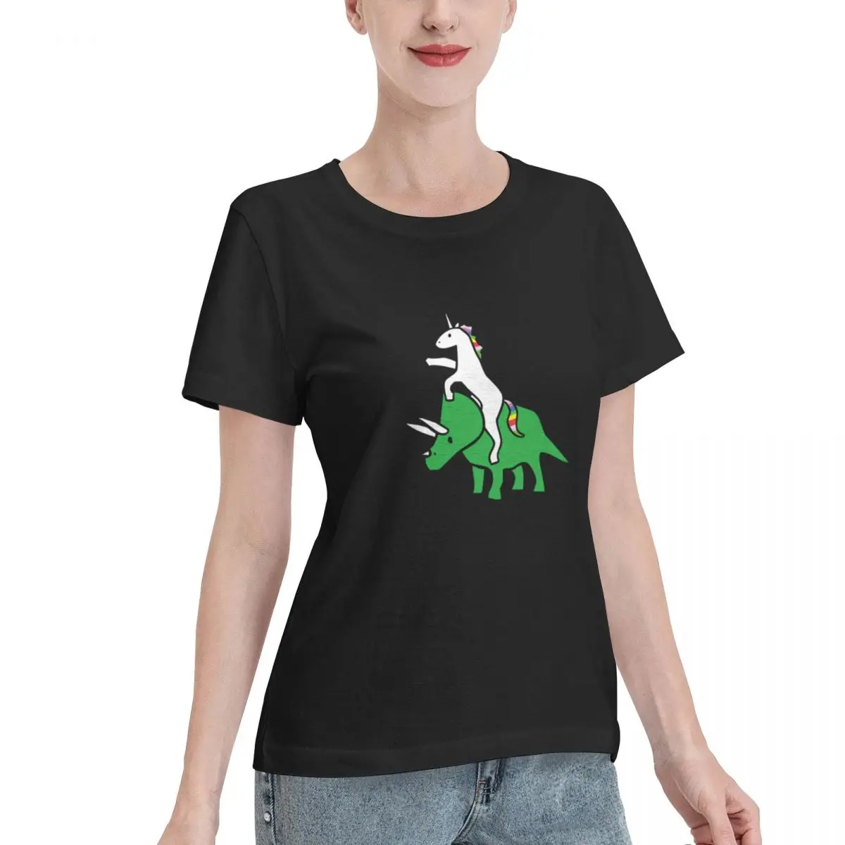 Long Lasting To The Disco (Unicorn Riding Triceratops) Women's T-shirt Sensual All Season T-Shirt