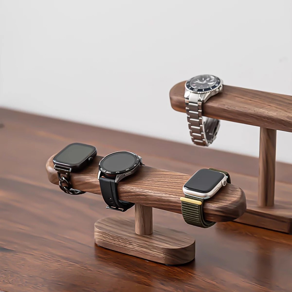 High-End Bla Walnut Wood Watch Stand Real Wood Nelace Bracelet Display Storage Ra Ele Home Organization Jewelry Box
