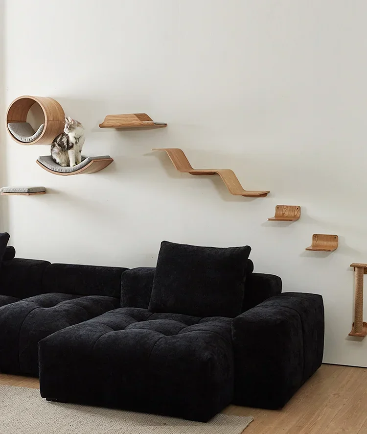 Designer solid wood cat climbing frame wall type upper wall cat nest jumping platform wall does not occupy the room