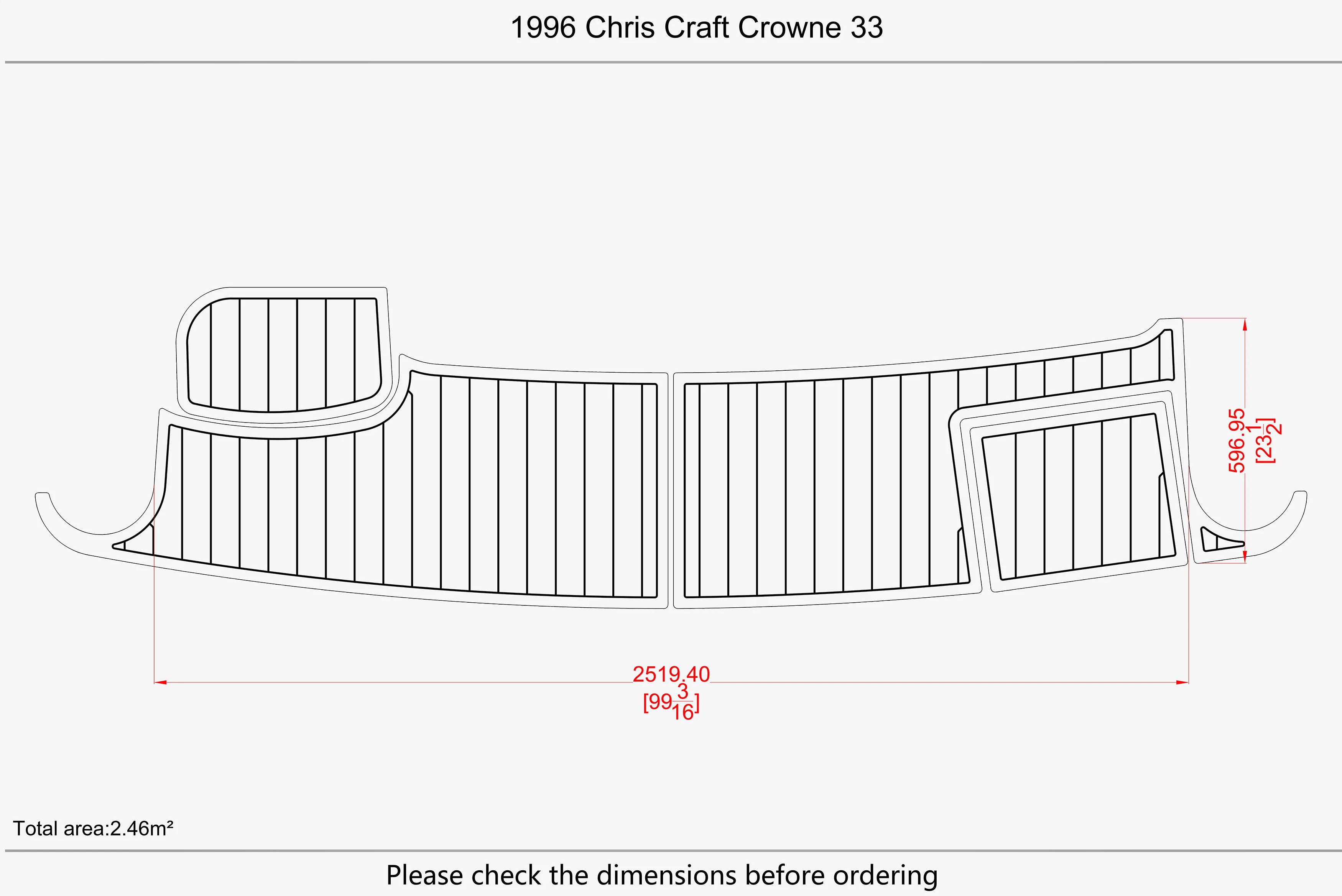 Anti-Skid EVA Faux Teak Self-Adhesive 6mm Boat Decking Pad for 1996 Chris Craft Crowne 33 Yacht Cockpit Durable Marine Floor