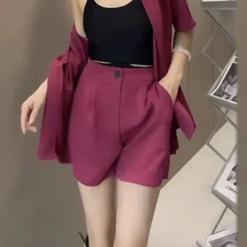 Korean Casual Suit Set 2022 New Elegant Feminine Suit Commuter Short Sleeve Small Suit Shorts Women Two Piece Set Shorts Women