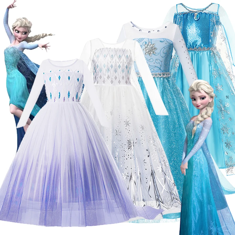 Disney Frozen 2 Cosplay Costumes For Girls Costumes Kids Cosplay Anna Elsa Princess Children Gowns Clothing Disney Party Dresses