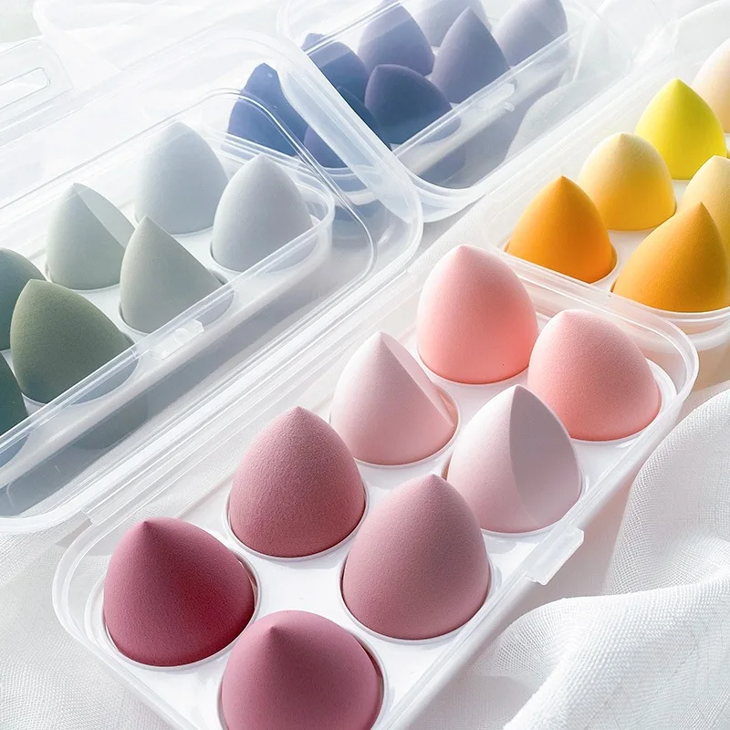 Fun juice 8 beauty egg set box, senza polvere, fissante in polvere, uova per trucco morbide e delicate bagnate e asciutte