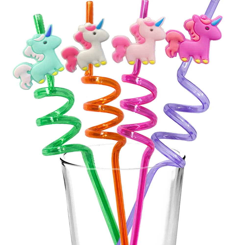 8PCS Rainbow Unicorn Little Mary Cartoon Straw Animal party gift, słomkowy napój koktajlowy wielokrotnego użytku, słomkowy prezent na imprezę