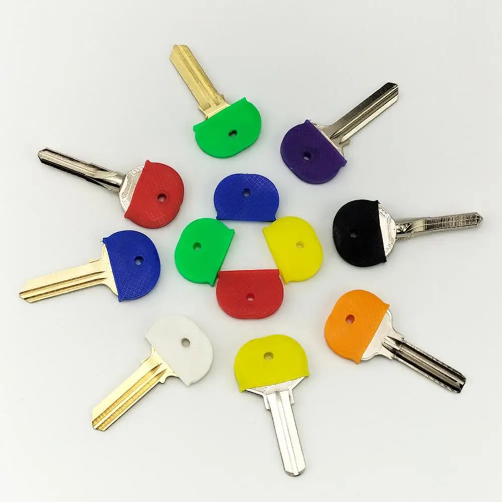 32Pcs Keycap Plastic Keys Identification Covers Key Marker Rings Rubber Key Head Protectors House Keys Caps Colorful Key Toppers