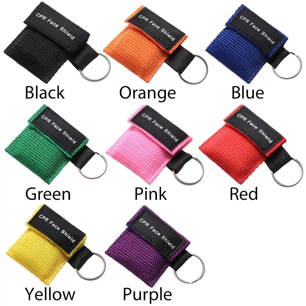 LLavero de 8 Uds., herramientas de cuidado de la salud, protector facial desechable de bolsillo, máscara de resucitador CPR, ayuda de emergencia, respiración Artificial