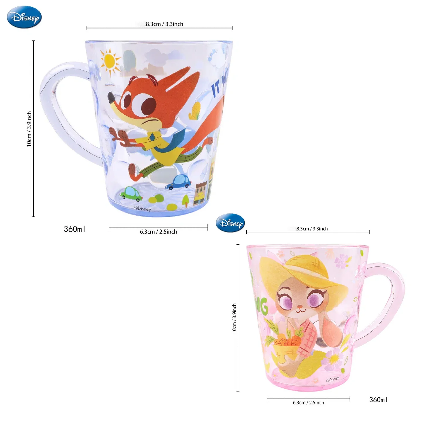 Disney Zootopia Judy Nick ABS Drinking Cup Water Cup Cartoon Character Table Cup Gift for Fans Home Office Birthday Christmas view 2