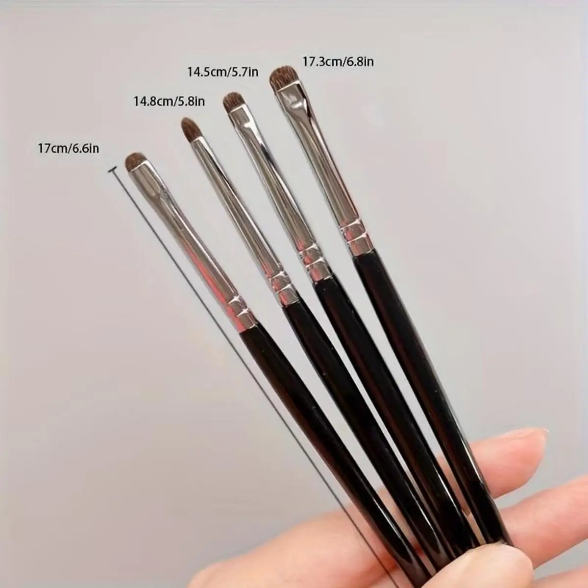 4PCS Small Angle Precise Detail Eyeshadow Brush Soft Horse Hair Eyelid Highlighter Lying Silkworm Makeup Brush Eyes Make Up Tool
