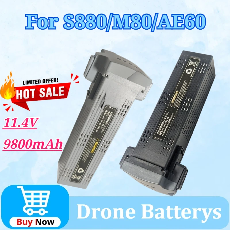 

For S880/M80/AE60 11.4V 9800mAh RC Drone Battery Modular Battery Replacement Smart Lithium Battery Parts 50mins Flight Time