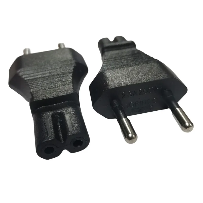 Black EU 2 Prong to IEC C7 Female AC Power Adapter Plug Europe 4.0MM Male to Figure 8 Receptacle Power Cable Converter Socket