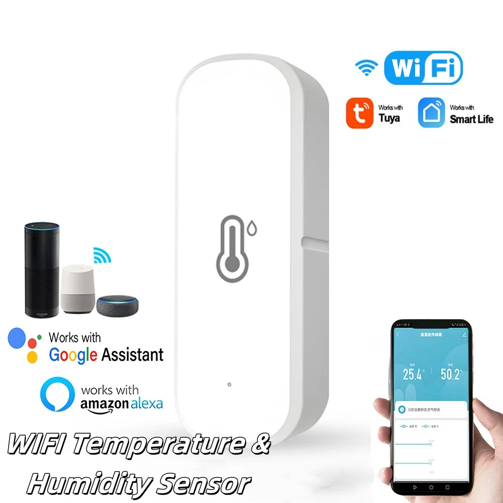 4~1pcs WiFi Smart Temperature And Humidity Sensor Battery Powered APP Monitoring Smart Home Security Work With Alexa Google Home