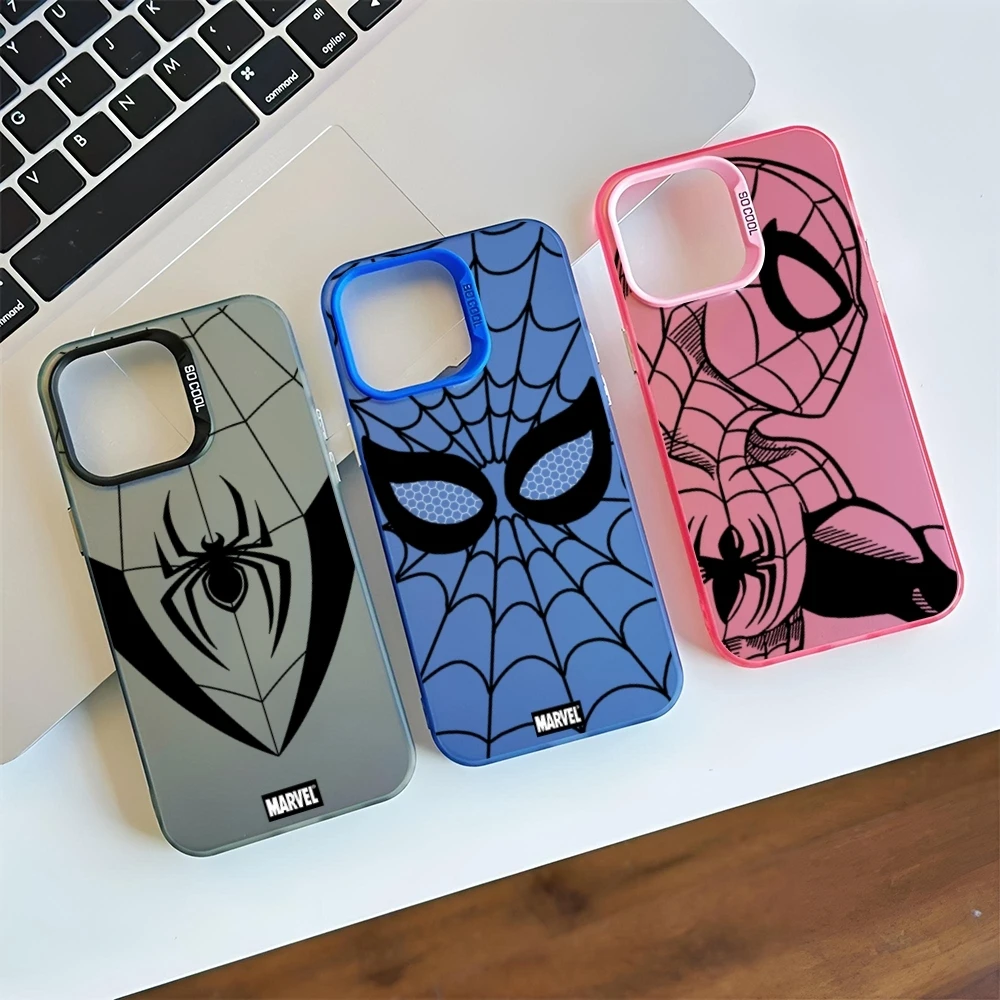 SpiderS M-ManS Phone Case For Samsung S24 S23 Fe S21 S22 Plus Ultra Note 20 9 Matte Colored Silver Back Cover