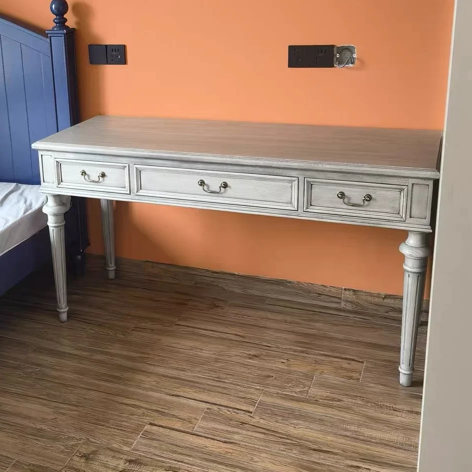 #French Provincial Solid Oak Wood Console Table Handmade Solid Wood Home Furniture for Bedroom and Living Room