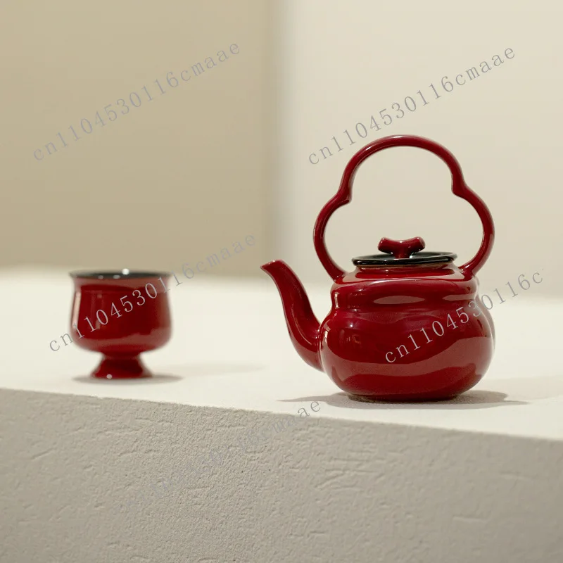 Forbidden City Red Persimmon Teapot Large Capacity Beam Pot Single Pot Household Kung Fu Tea Set Advanced Sense