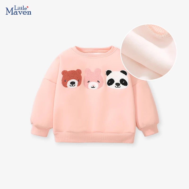 

Little maven Baby Girls New Fashion Animal Embroidery Hoodies Sweater Winter Warm Children Lovely Kids Tops 2-7 year Sweatshirt