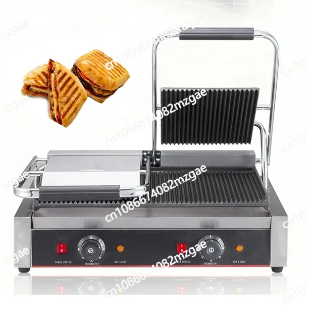 

Commercial Electric Panini Grill Machine Two Plate Manual Press Griddle Cooker Stove for Hotels & Restaurants