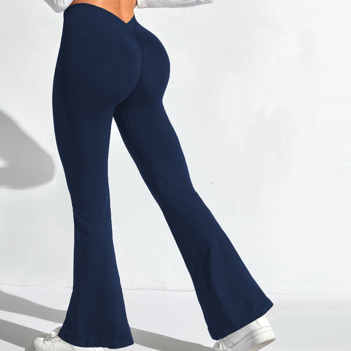 Leggings svasati da donna con retro a V Pantaloni da allenamento fitness da palestra Pantaloni da yoga Scrunch Allenamento sportivo Collant per il sollevamento del sedere Abbigliamento sportivo