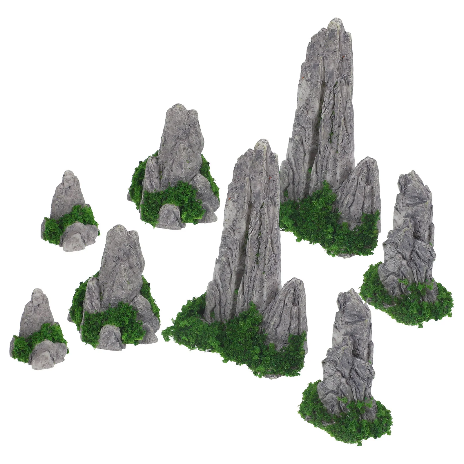 

8 Pcs Simulated Rockery Ornaments Bonsai Landscaping Flowerpot Decor Resin Micro Landscape Simulation