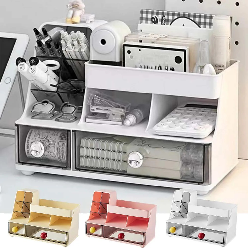 

Portable Makeup Storage Box Dustproof Cosmetic Cabinet Drawer-Style Organizer High-End Desktop Sundries Holder for Home Office