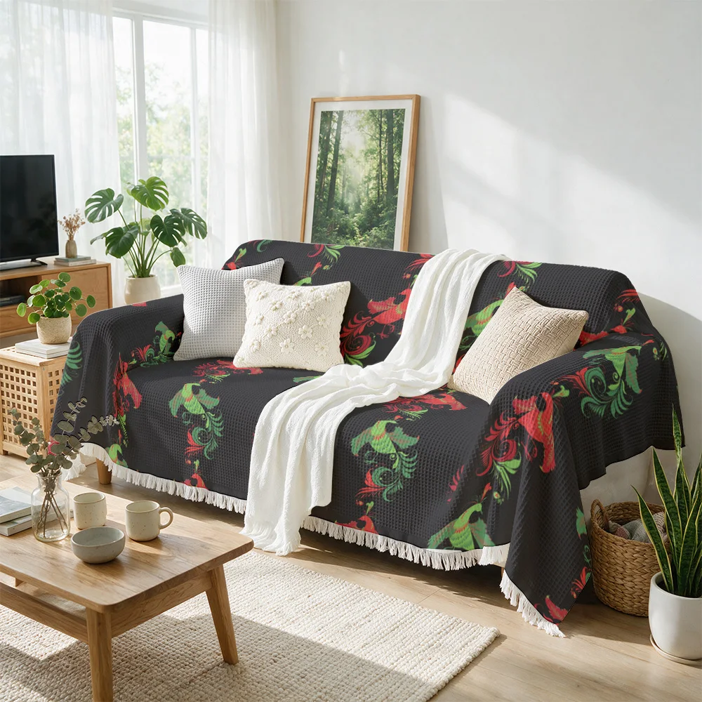 Premium Floral Pattern Sofa Throw Blanket Decorative Couch Cover for Living Room Home Decor Tapestry Accent Throws