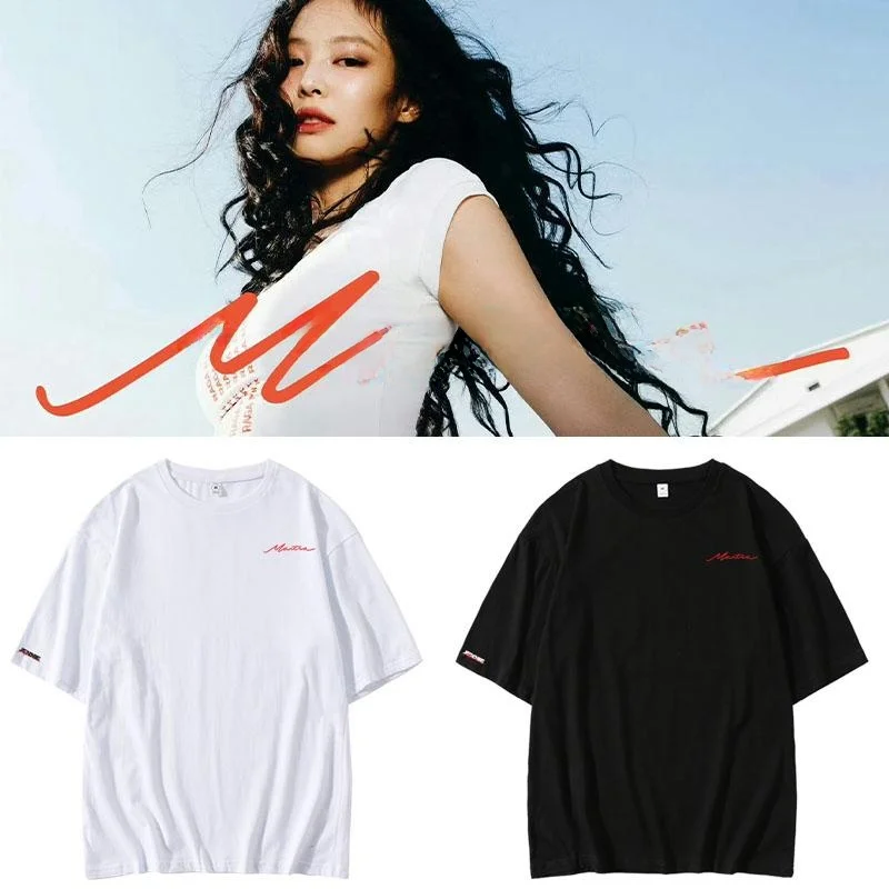  Jennie Mantra Short Sleeve T-Shirt Loose Cotton Summer Clothes Pure Cotton Printed Casual Commute Style round Neck
