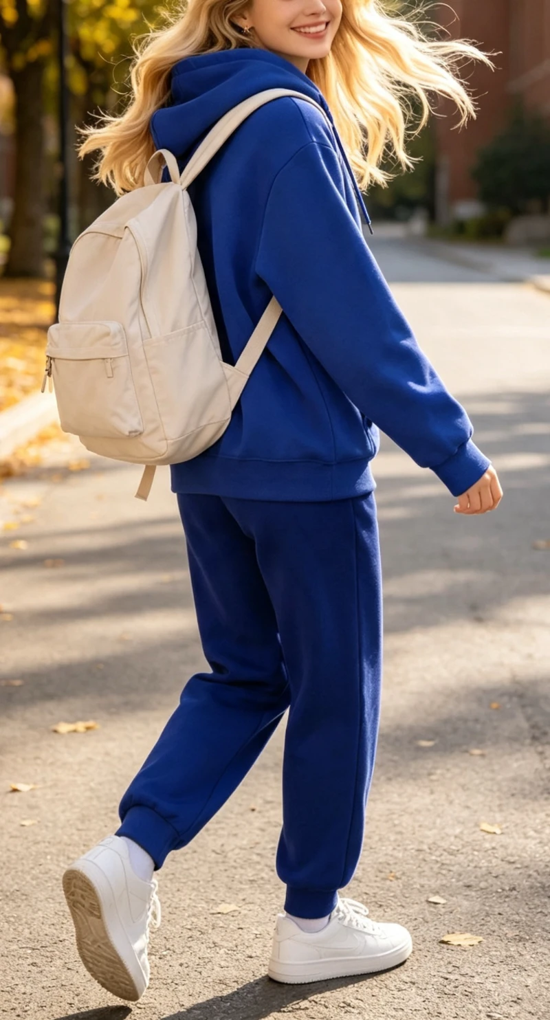 Women's Autumn and Winter Daily Sports Suit Solid Color Hooded Sweat Drawstring Waist Pants Outdoor Leisure Sports