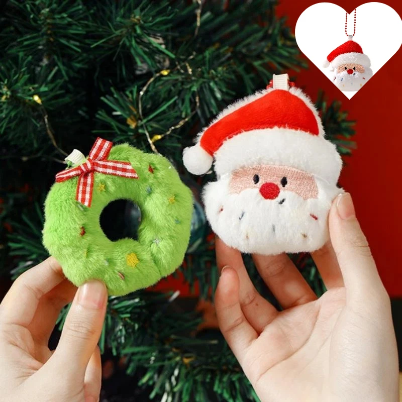 Kawii محشوة دمية سيارة حلقة رئيسية على ظهره حقيبة يد قلادة اكسسوارات الديكور لطيف الكرتون عيد الميلاد أفخم قلادة المفاتيح