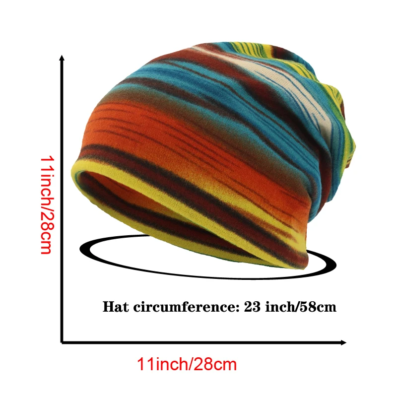 Spring and Autumn Style Men's and Women's Twisted Hat, Neck Pullover Hat, Stripe Printed Dual Purpose Hat, Headband Hat