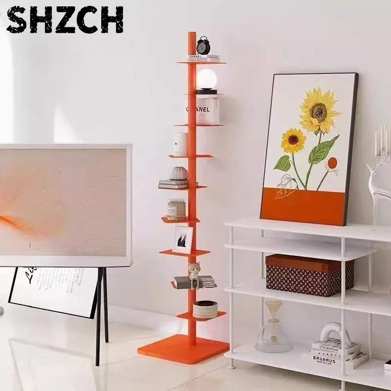 Fashion Office Magazine Rack Space Saving Corner Shelf Floor Rotating Bookshelf Organizer Living Room Book Display Storage Rack