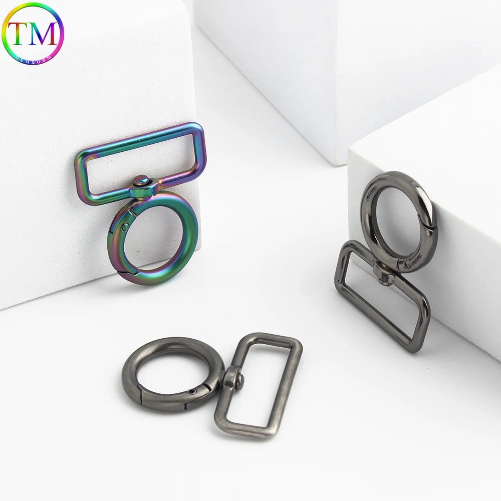 Zinc Alloy Metal Gun black O-ring Hooks  Spring Ring Hook Metal Round Carabiner Clip Hardware Accessories Bag Parts Hardware image 2