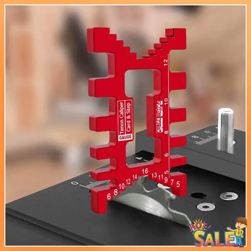 AB68 Aluminum Dovetail Jig Precision Tenon Gaps Gauge Woodworking Tenon Caliper Table Saw Depth Gauge Height Measuring