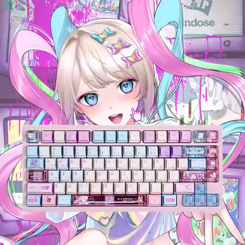 Needy Streamer Overload Anime Keycap for Mechanical Keyboard Cute Custom PBT+PC Keycaps Gaming Keyboard Accessories Cartoon Gift
