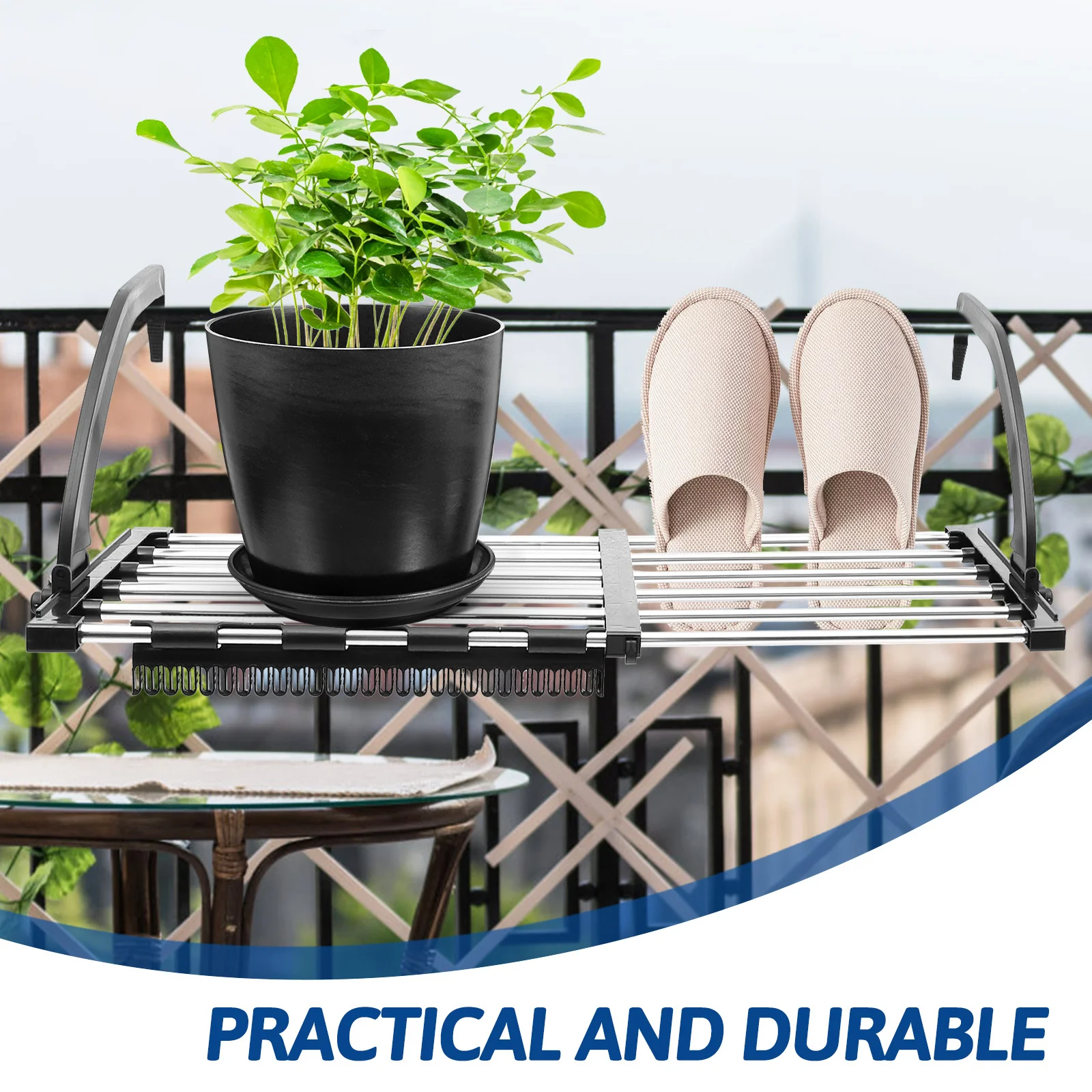 

Retractable Clothes Drying Rack Stainless Steel Folding Laundry Hanging Rack for Balcony Outdoor Windproof Socks Underwear Towel