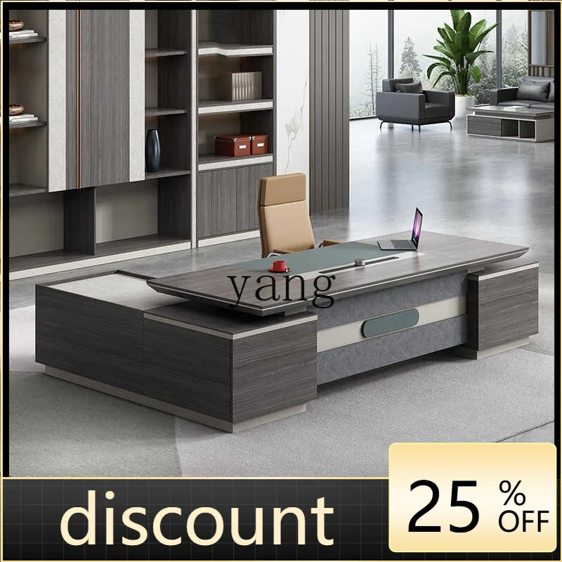 

LH office furniture desk single atmosphere light luxury president table and chair combination