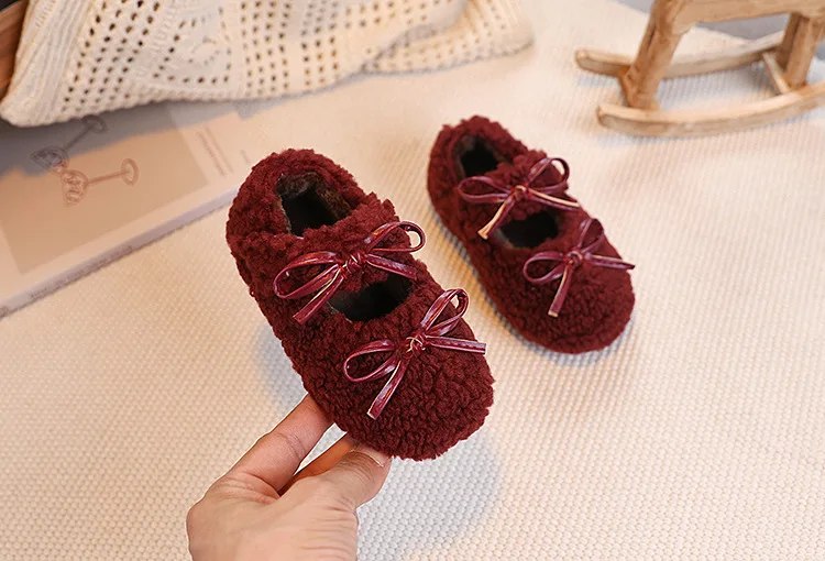 Kinderschuhe Winter Kleinkind Mädchen Mode Prinzessin Mary Jane Party Kleid Ballerinas Kinder Marke Warme Pelz-Schleife Weiche Sohle – Detail 6