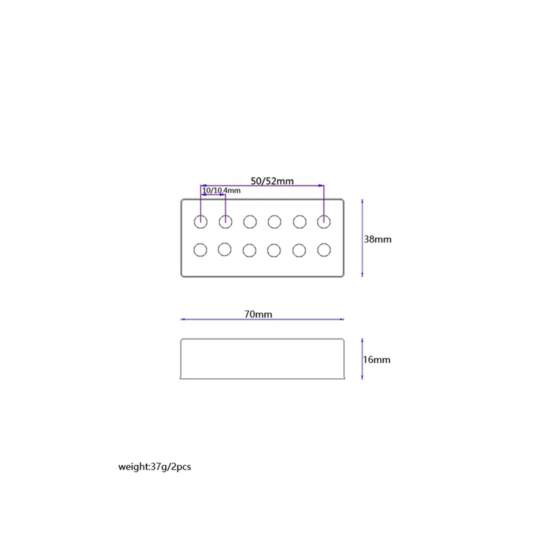 

New Openwork 12 Hole Humbucker Guitar Pickup Cover for LP Electric Guitar Parts,Black 70 X38 X16mm