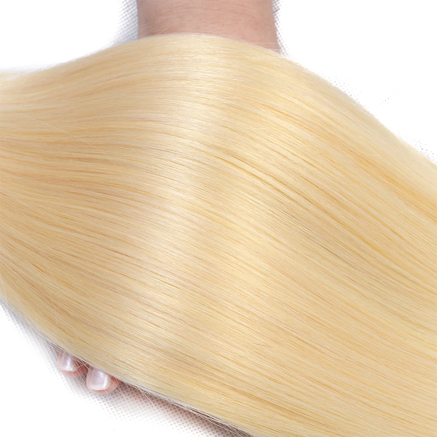 Bundles brésiliens de cheveux humains raides de couleur blonde pour femmes, tissage de trame, cheveux bruts, 28 po, 30 po, 32 po, 613