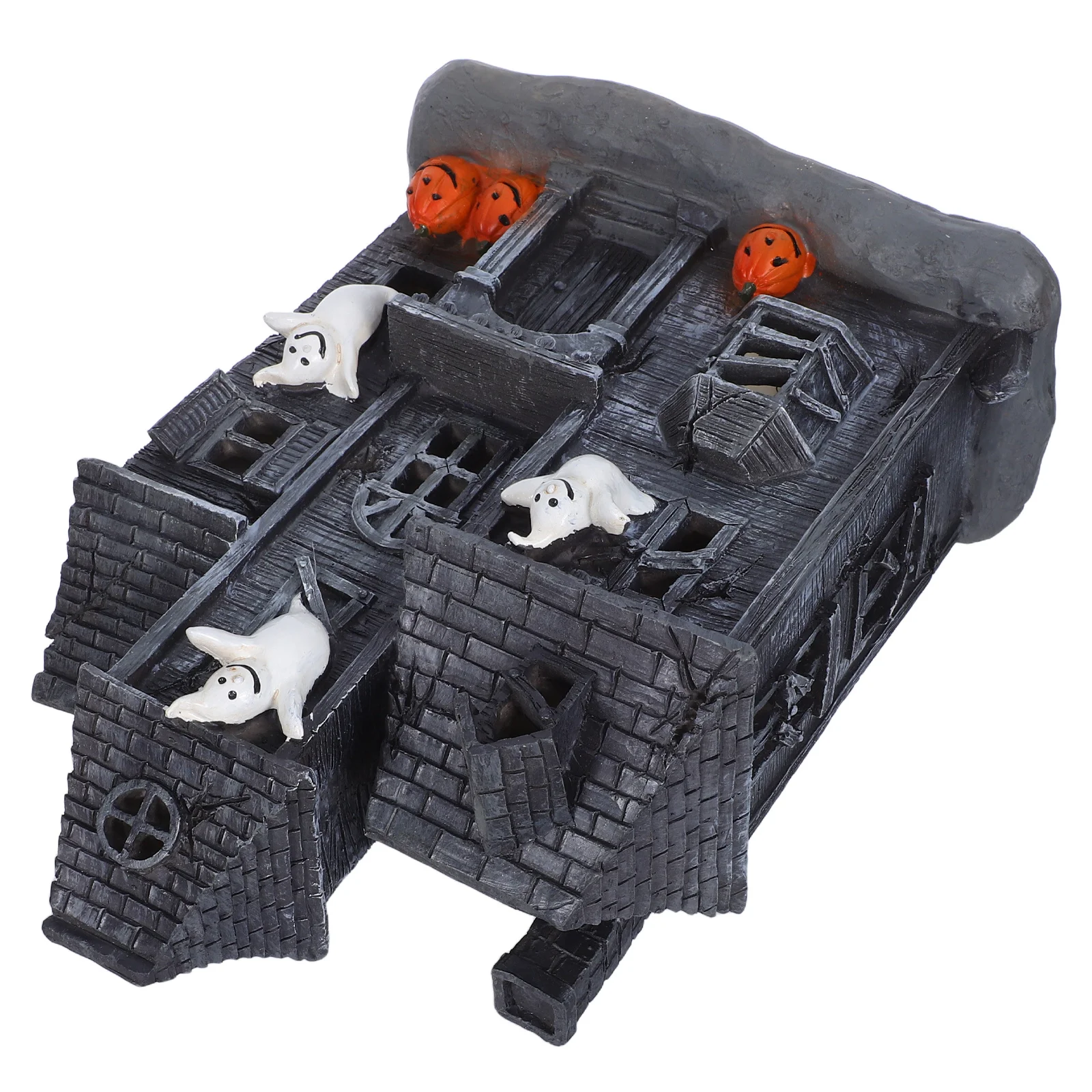 

Lighted Halloween House Led Haunted House Spooky Tabletop Decoration Scary Halloween Party Ornament For Party Home Decor Resin