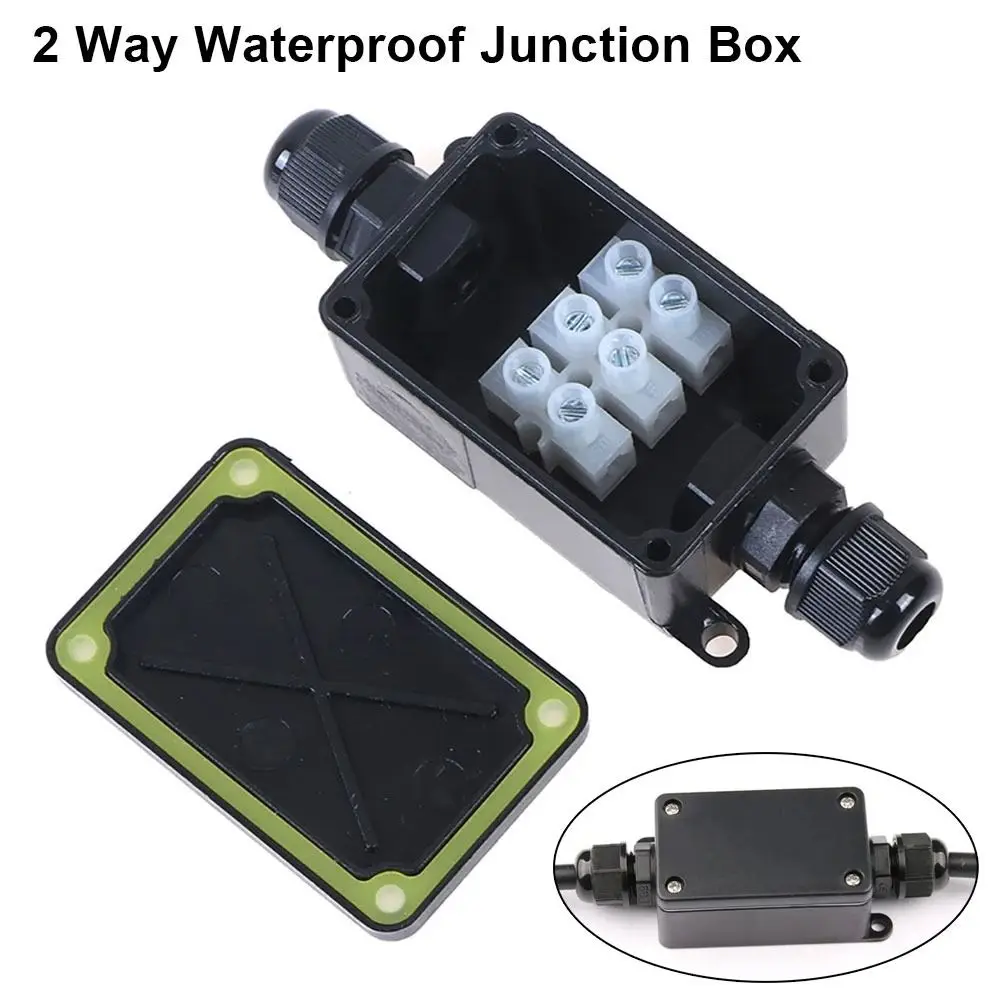 1Pcs With Terminal Waterproof Junction Box IP66 2 Way Electrical Cable Wire Connector Plastic 450V Cable Wire Case for Led Light