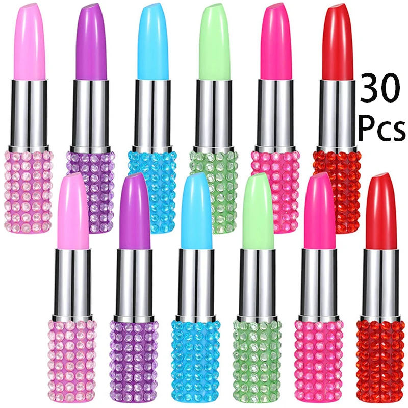 

30Pcs Lipstick Shaped Rollerball Pens Rhinestone Crystal Lipstick Gel Ink Pen Writing Pens for School Office Stationery