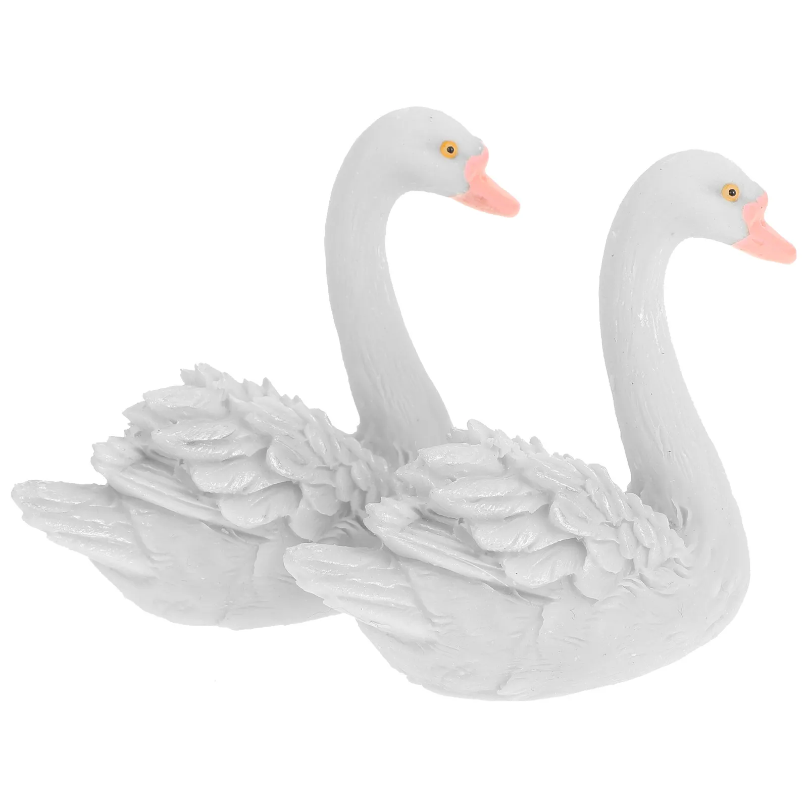 

2 шт. миниатюрных статуэток лебедей из смолы, реалистичный дизайн для декора сада, дома, офиса, фигурки лебедей из смолы