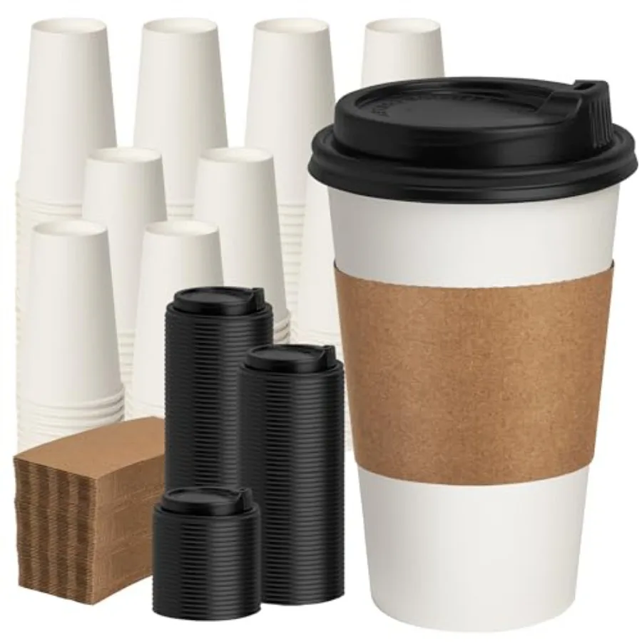 

16 oz pack Coffee, Disposable Paper Coffee Cups, Hot Coffee cups, Ideal for Hot Beverage