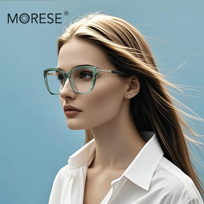 

Women Anti-Radiation Glasses Frame TR90 Cool Green Square Western Style All-Day Comfortable Daily Wear
