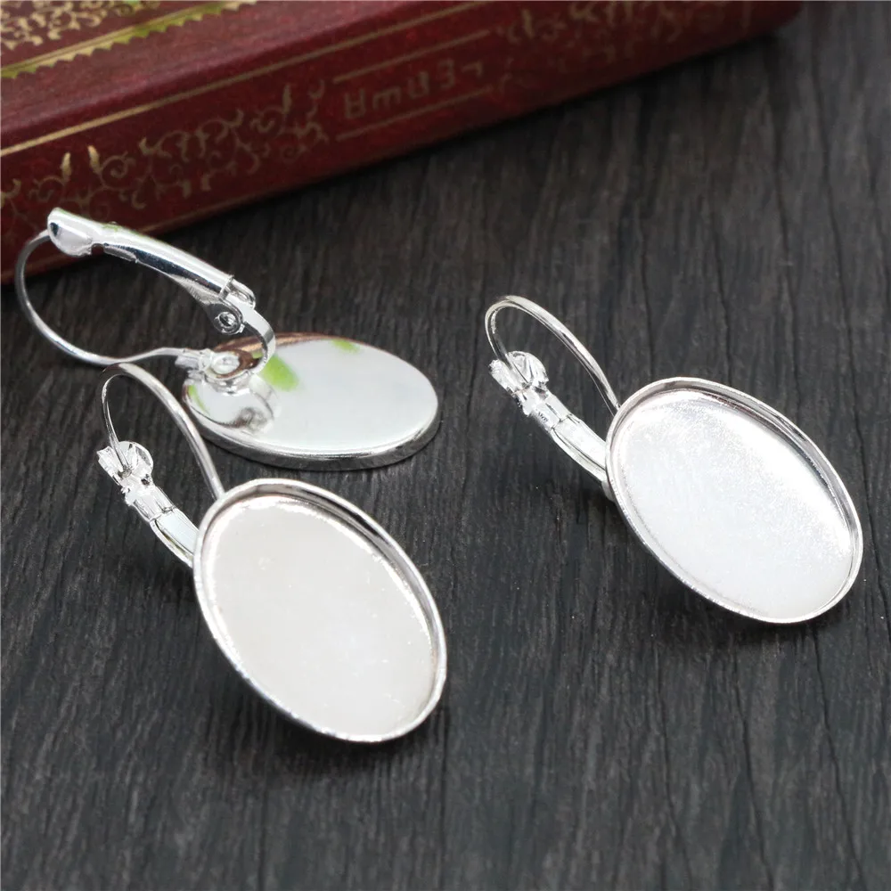 13x18mm 18x25nn 10 sztuk/partia 6 kolory Plated wysokiej jakości francuski dźwignia powrót kolczyki puste/baza, Fit 13x18mm owalne szklane kaboszony — zdjęcie 4