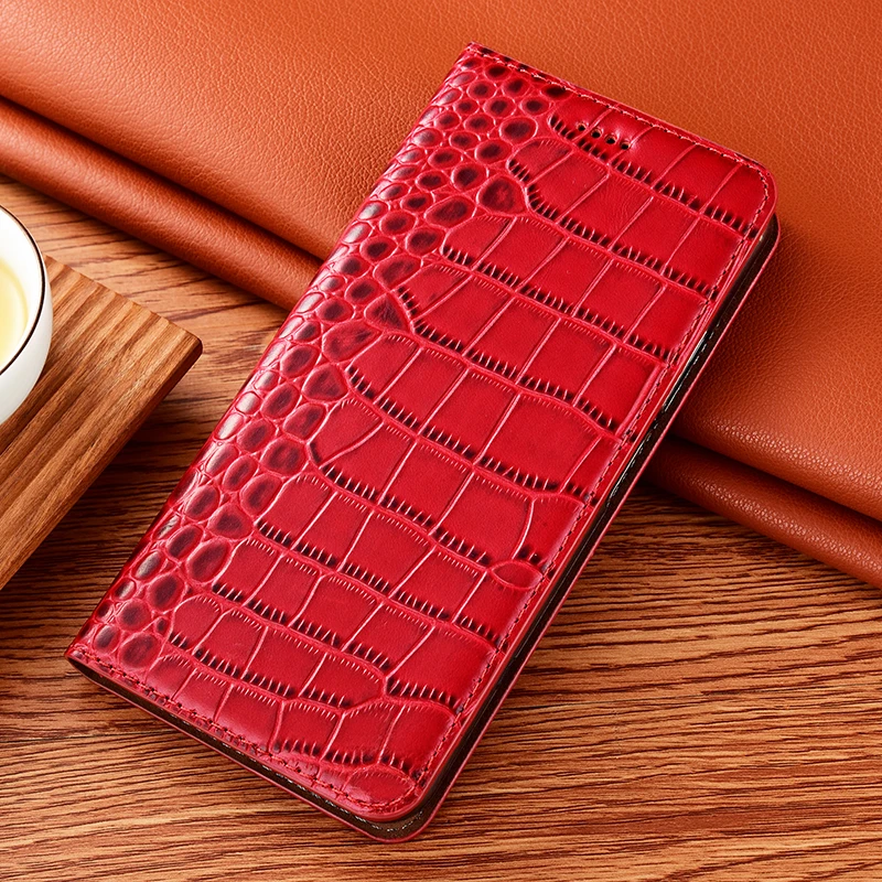 Funda de teléfono de cuero genuino de cocodrilo Original para Infinix Note 7 8 8i 10 11 11i 11s 12 12i Pro NFC VIP G96, funda con tapa magnética